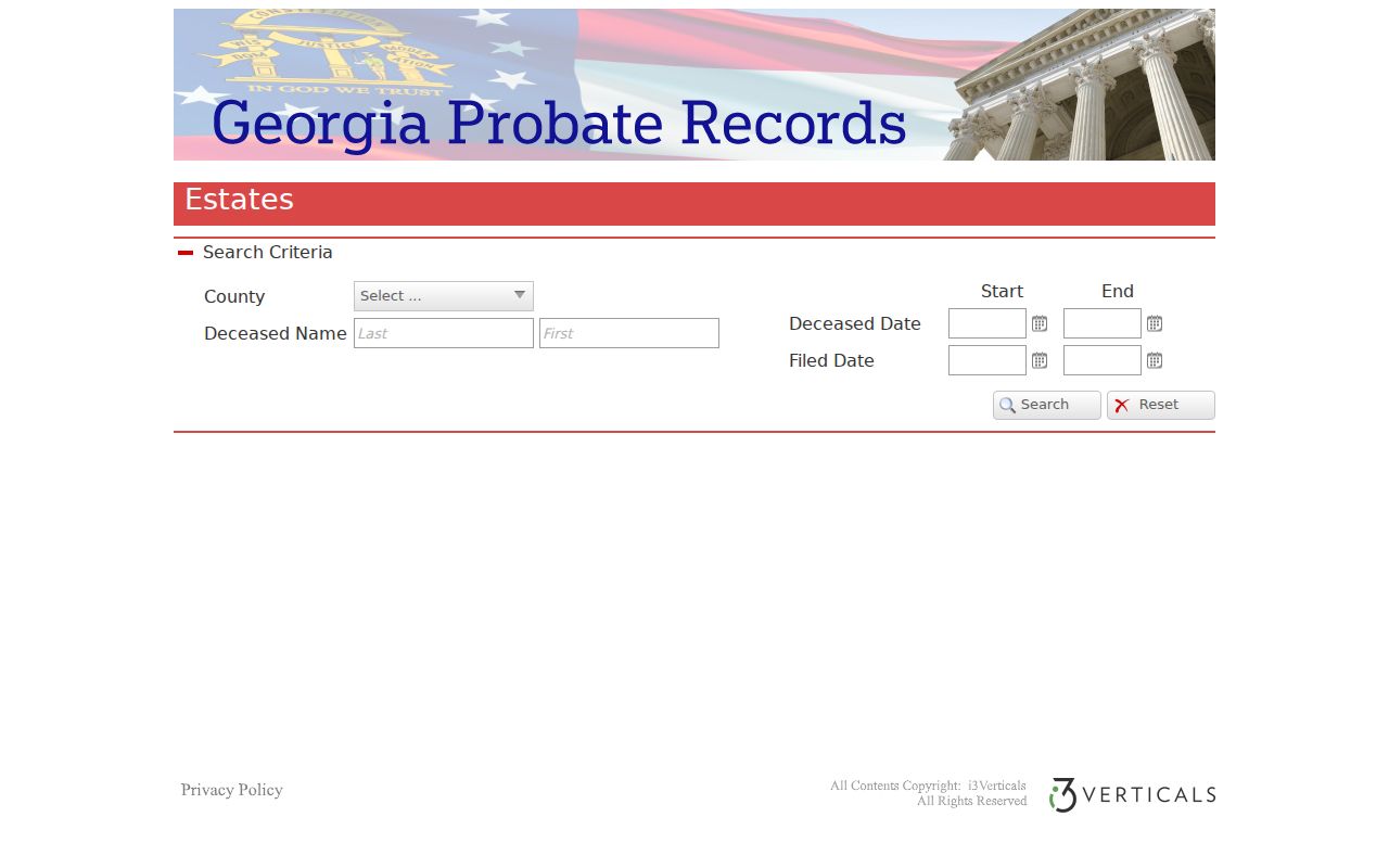 Polk County case lookup using the Georgia Probate estate search form