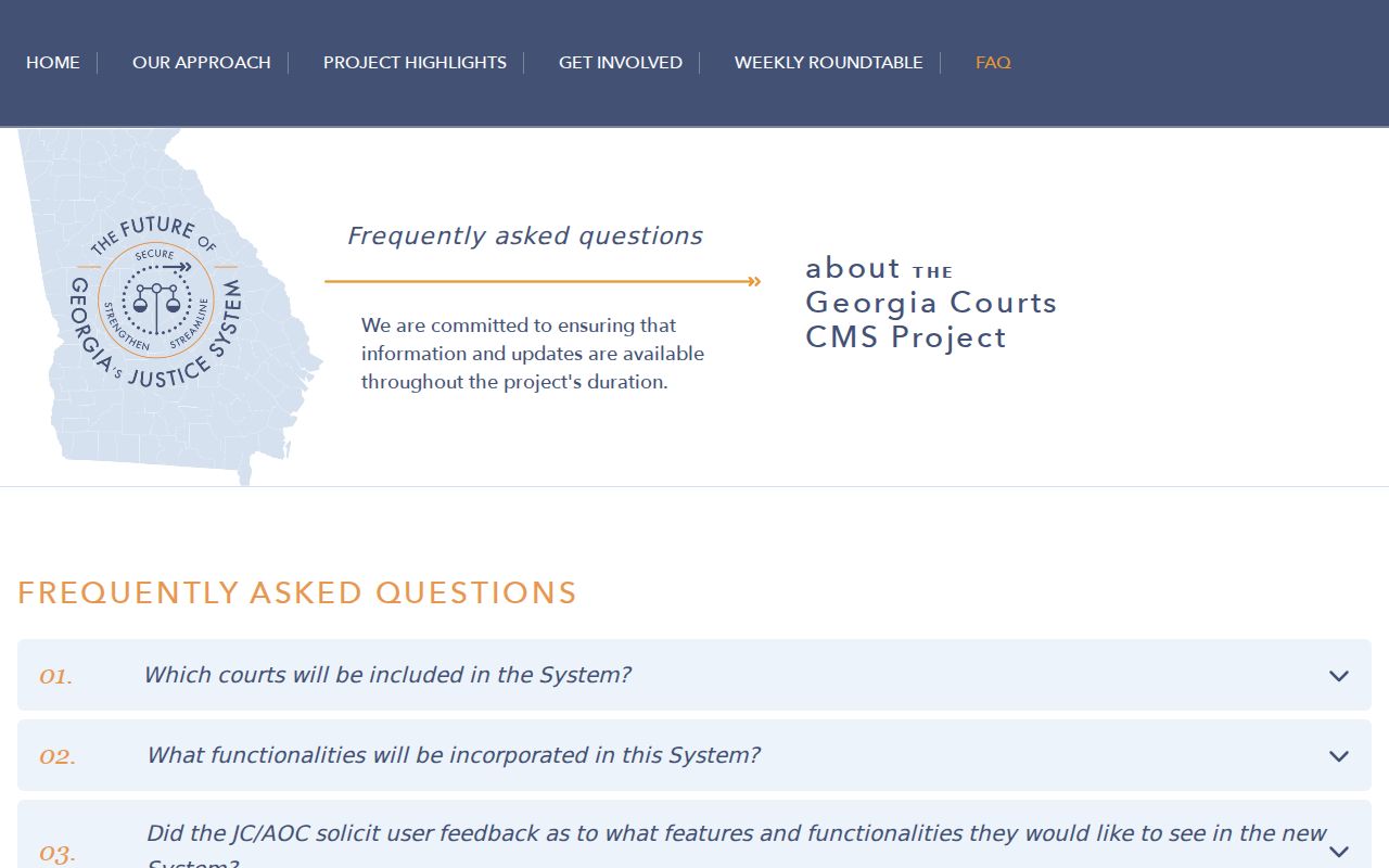 Polk County court calendar context from the Georgia Courts case management FAQ