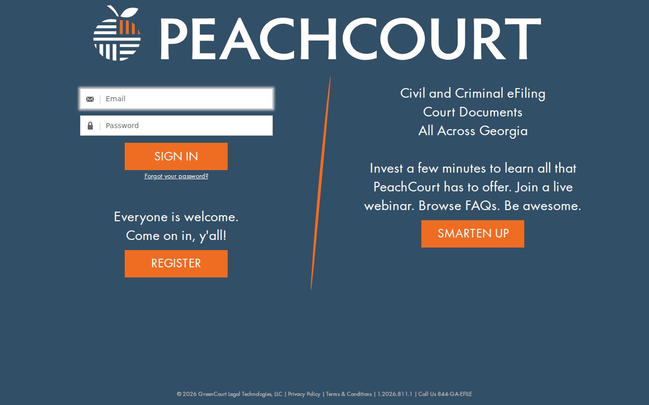 PeachCourt public access and e-filing page used for Polk County Superior criminal dockets